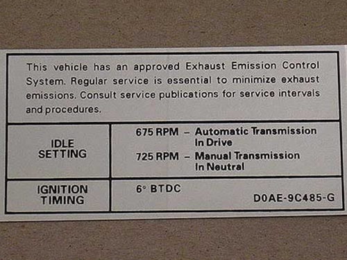 1970 390-2V REG AT/MT EMISSION DECAL-0