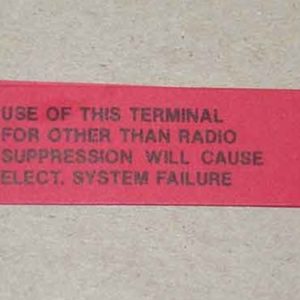 1961-69 VOLTAGE REGULATOR WARNING TAG-0