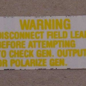 1962-69 VOLTAGE REGULATOR WARNING Pr.-0