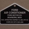 1964-75 FORD PROD. A/C COMP. ALUM. TAG-0